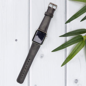 Grey Leather Classic Apple Watch Band