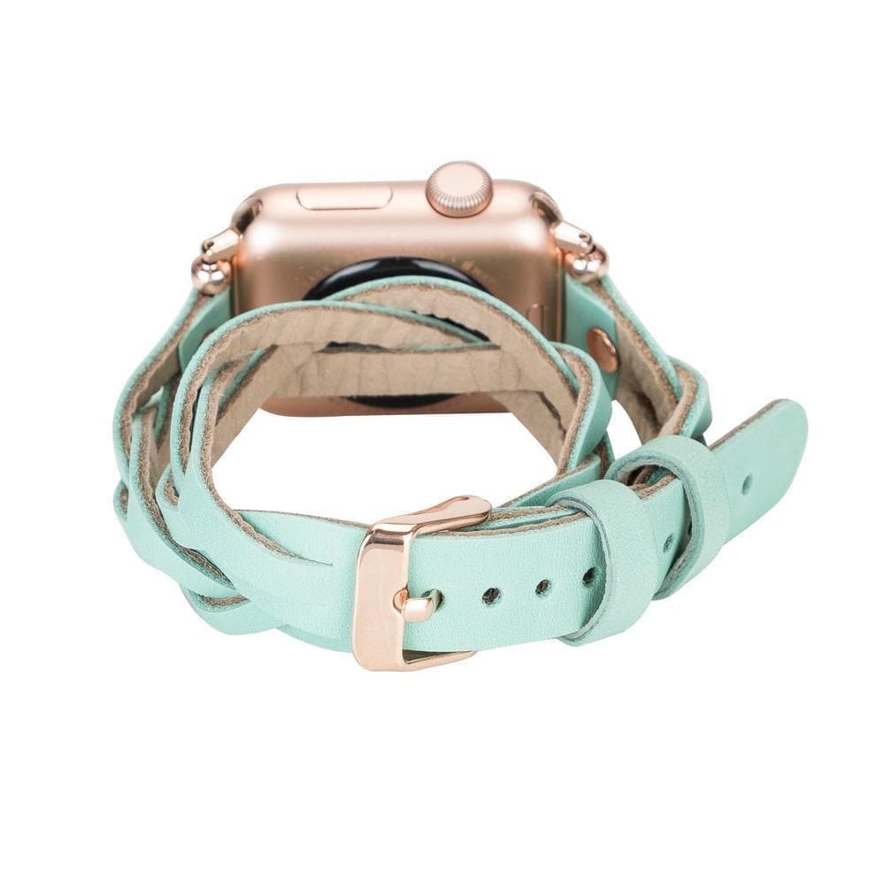B2B - Leather Apple Watch Bands - Ferro Braided DT Peggy Rose Gold Trok Style BRN7 Bouletta B2B
