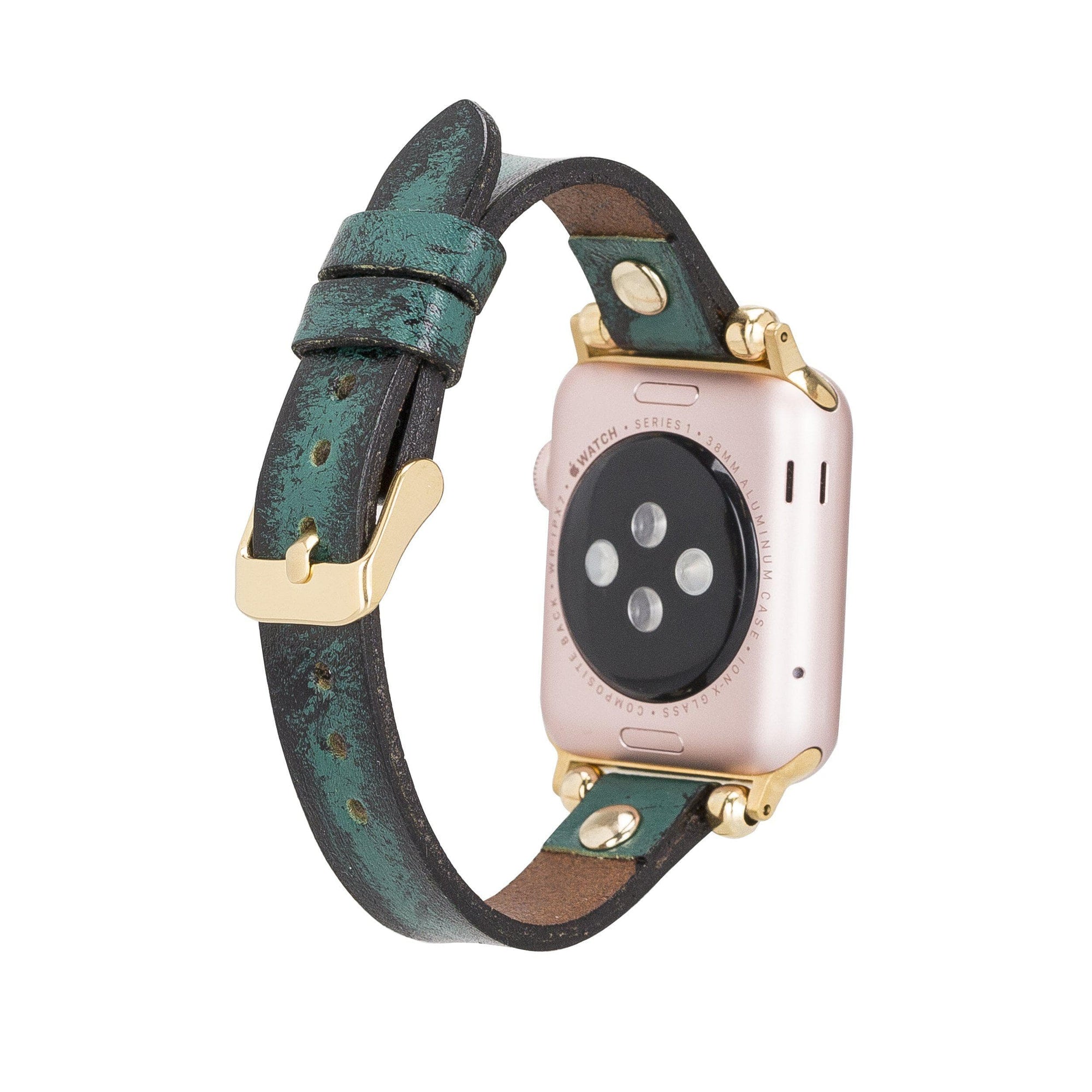 B2B - Leather Apple Watch Bands - Ferro Gold Trok Style V6 Bouletta B2B
