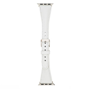 White Leather Slim Apple Watch Band