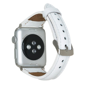 White Leather Slim Apple Watch Band