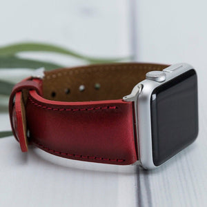 Red Ombre Leather Classic Apple Watch Band