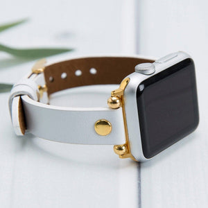 White Leather Thin Rivet Apple Watch Band