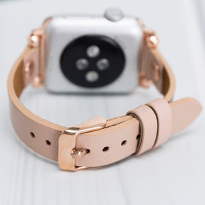 Nude Leather Thin Rivet Apple Watch Band