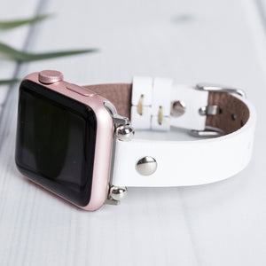 White Leather Thin Rivet Apple Watch Band