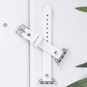 White Leather Thin Rivet Apple Watch Band