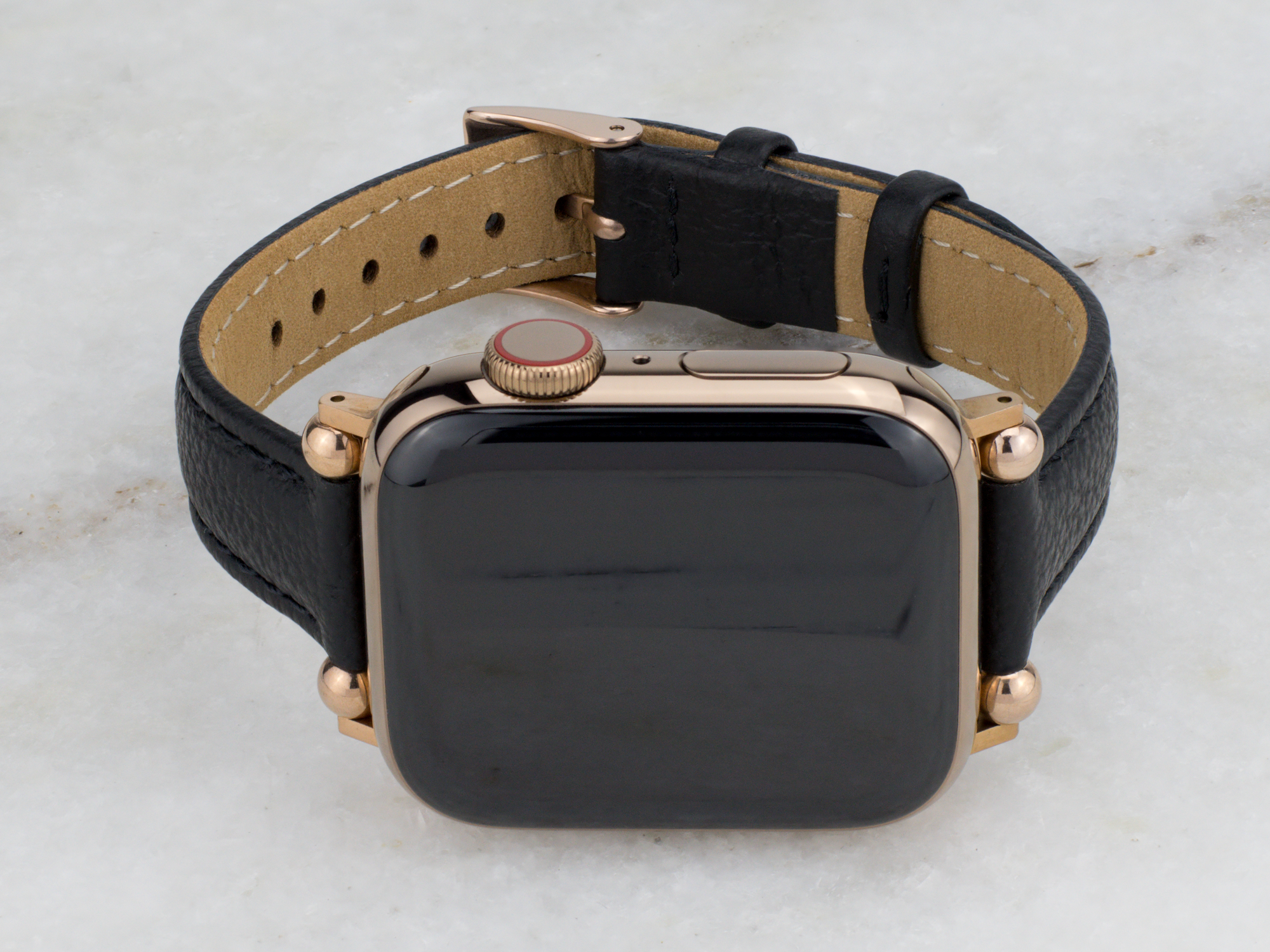 Black Leather Thin Apple Watch Band