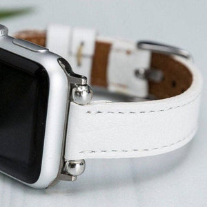 White Leather Thin Apple Watch Band