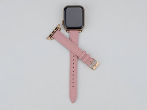 Pink Leather Thin Apple Watch Band