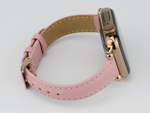 Pink Leather Thin Apple Watch Band
