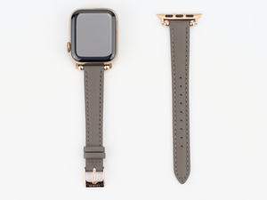 Grey Leather Thin Apple Watch Band