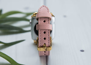 Nude Leather Thin Rivet Apple Watch Band