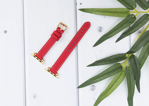 Red Leather Thin Apple Watch Band