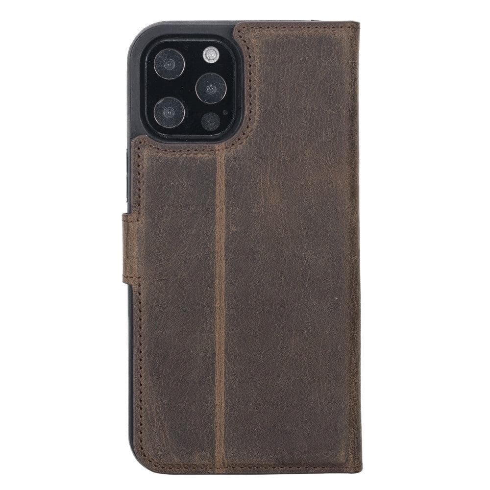 IPhone 12 Series Tiana Brown Genuine Leather Magnetic Detachable RFID Protection Wallet Case with Card Slots, iPhone 12 outlets Series Back Cover