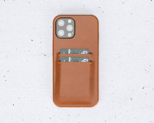 B2B- Apple iPhone 12 Series Ultra Cover Card Holder / UC iPhone 12 Pro Max 6.7" / Rustic Tan Bouletta