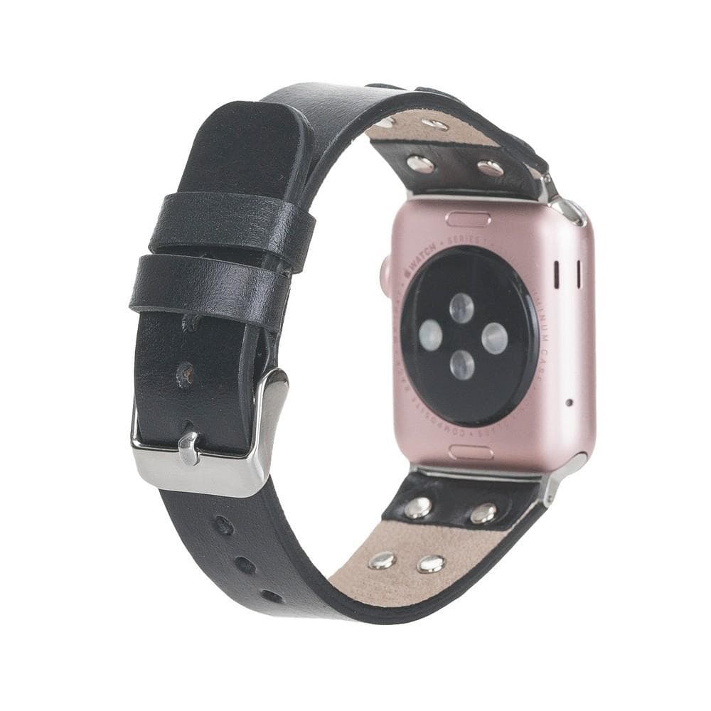 B2B - Leather Apple Watch Bands / Cross Style with Silver Trok RST1 Bouletta B2B