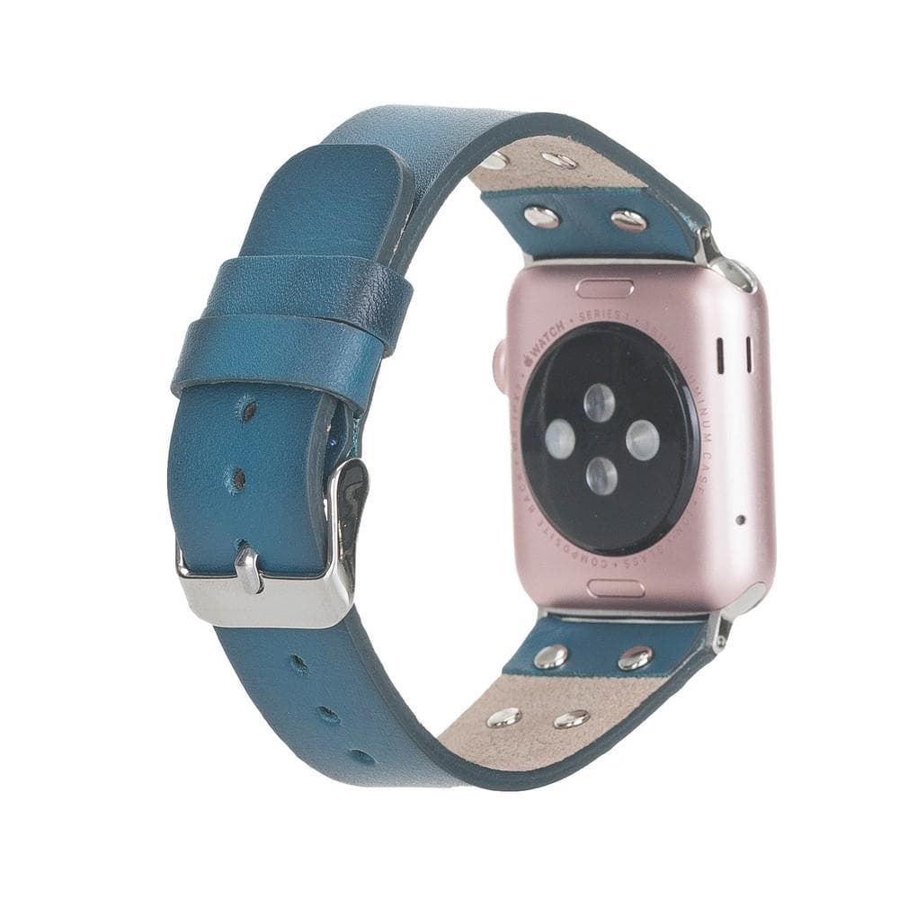 B2B - Leather Apple Watch Bands / Cross Style with Silver Trok BRN4EF Bouletta B2B