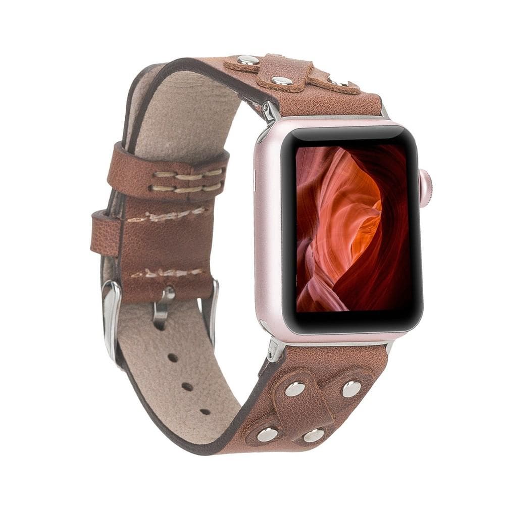 B2B - Leather Apple Watch Bands / Cross Style with Silver Trok TN2 Bouletta B2B