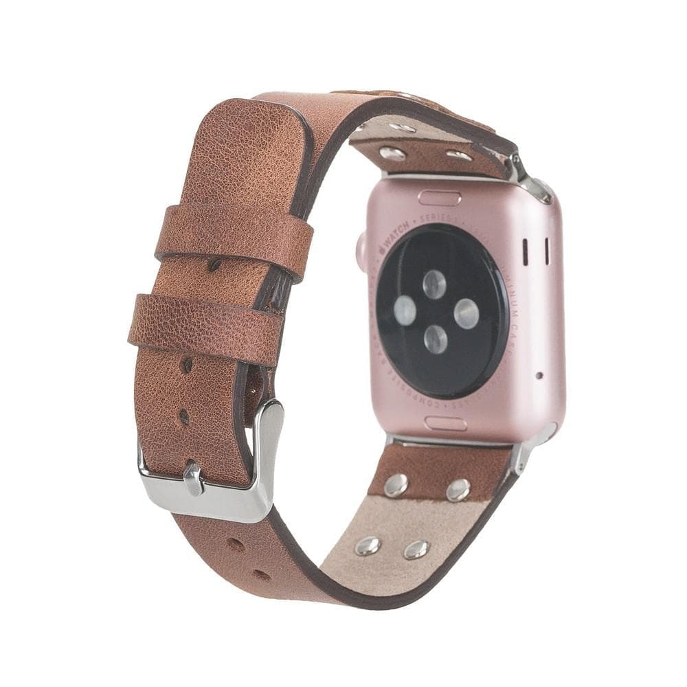 B2B - Leather Apple Watch Bands / Cross Style with Silver Trok TN2 Bouletta B2B