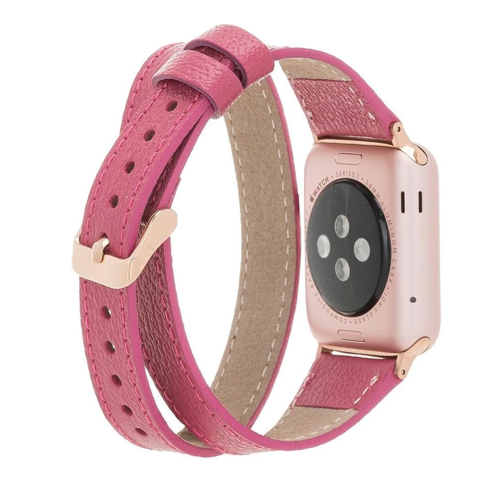 B2B - Leather Apple Watch Bands - DT Double Tour Style CP04 Fuşya Bouletta B2B