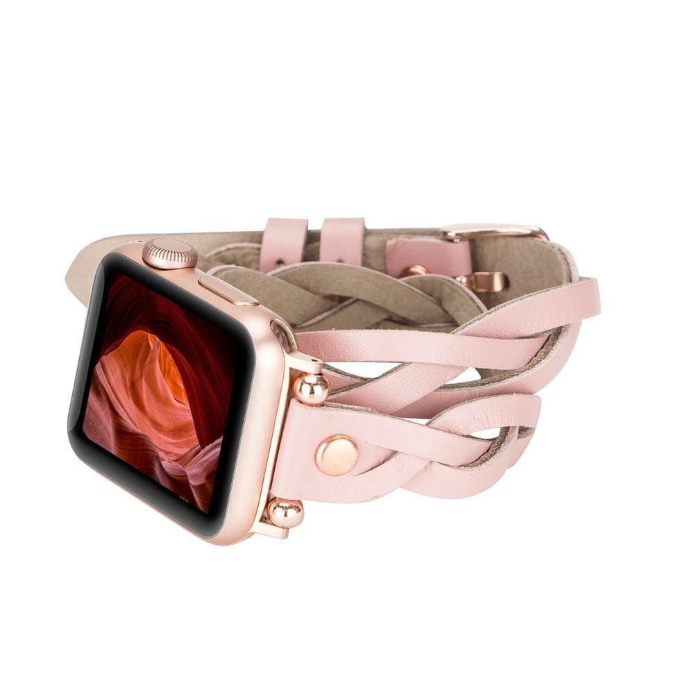 B2B - Leather Apple Watch Bands - Ferro Braided DT Peggy Rose Gold Trok Style NU2 Bouletta B2B