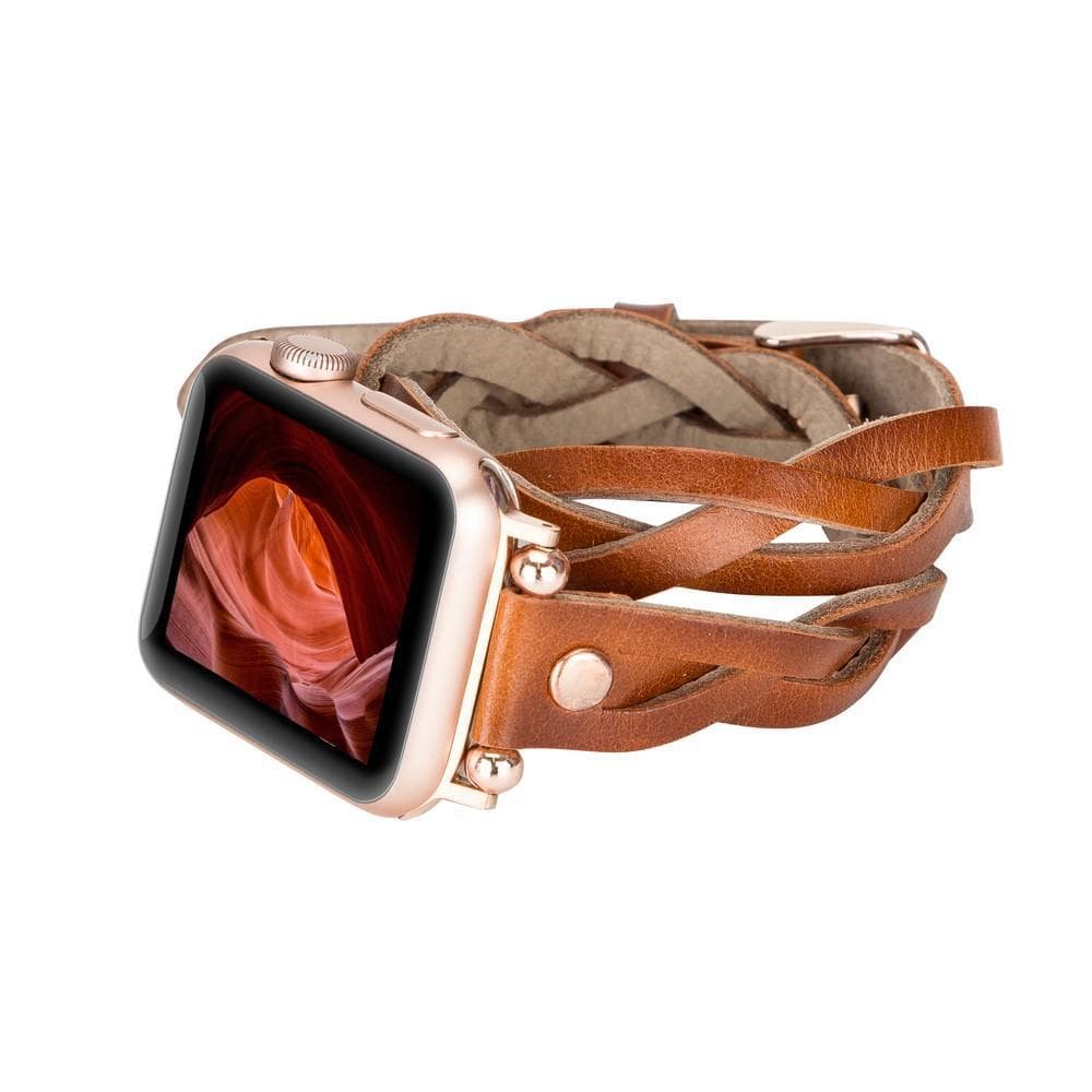 B2B - Leather Apple Watch Bands - Ferro Braided DT Peggy Rose Gold Trok Style RST2EF Bouletta B2B