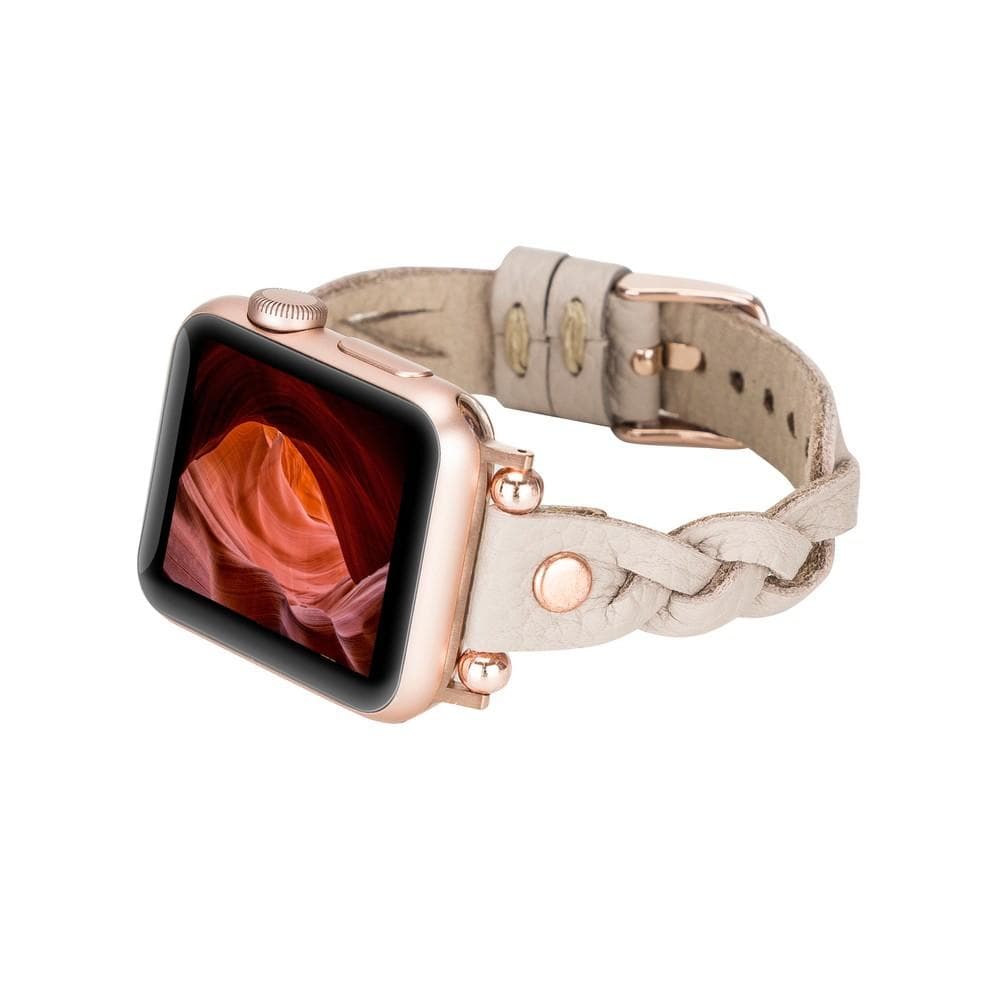B2B - Leather Apple Watch Bands - Ferro Braided Wanda Rose Gold Trok Style ERC3 Bouletta B2B
