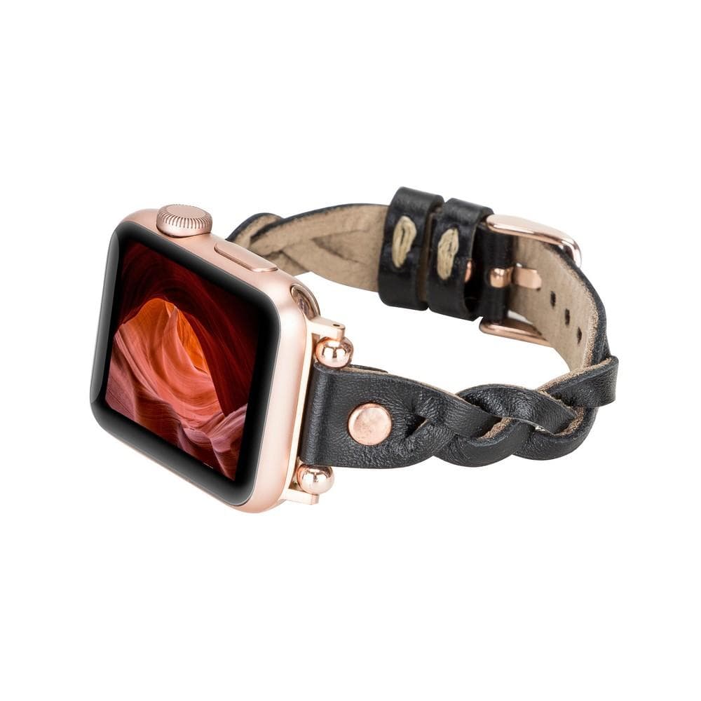 B2B - Leather Apple Watch Bands - Ferro Braided Wanda Rose Gold Trok Style RST1 Bouletta B2B
