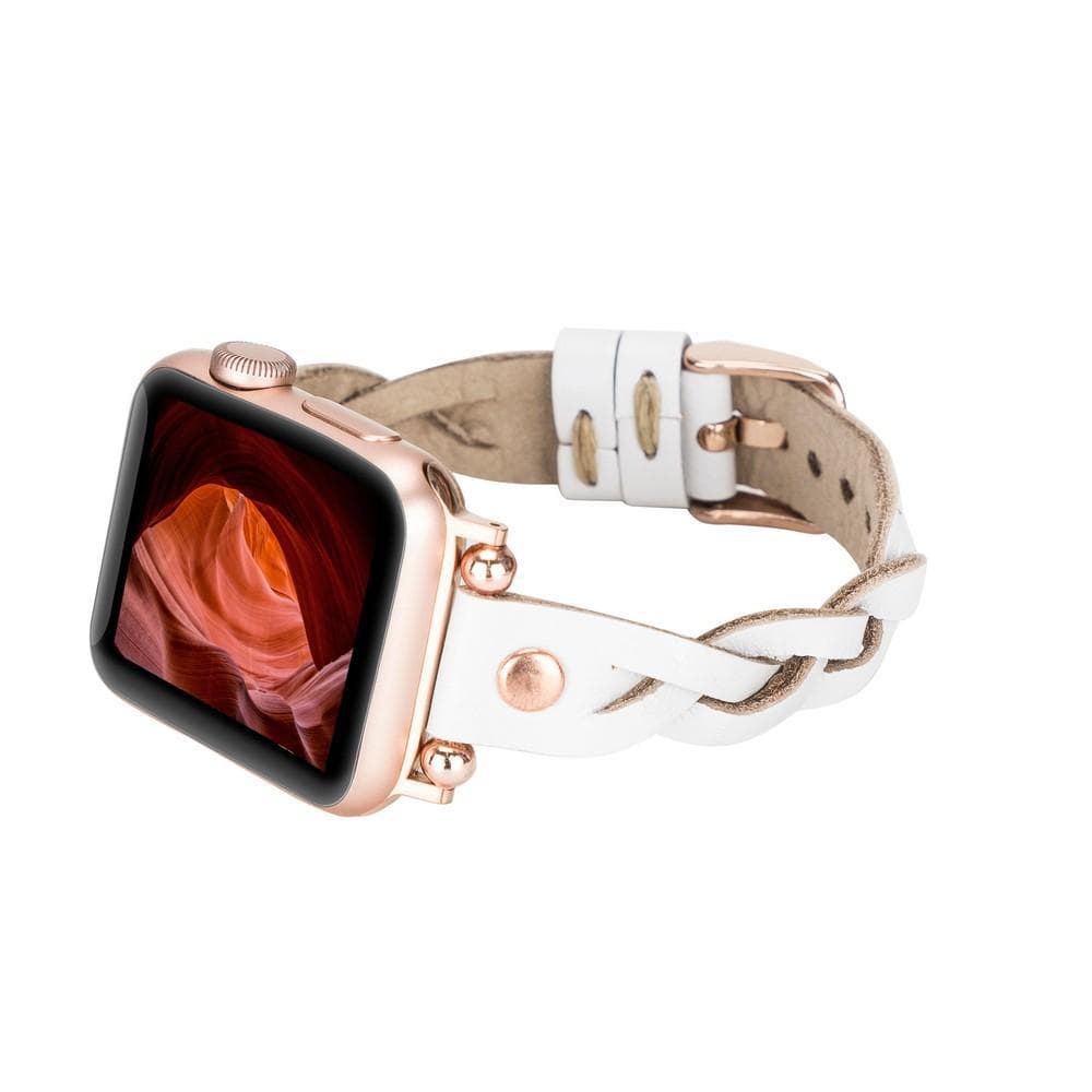 B2B - Leather Apple Watch Bands - Ferro Braided Wanda Rose Gold Trok Style F3 Bouletta B2B