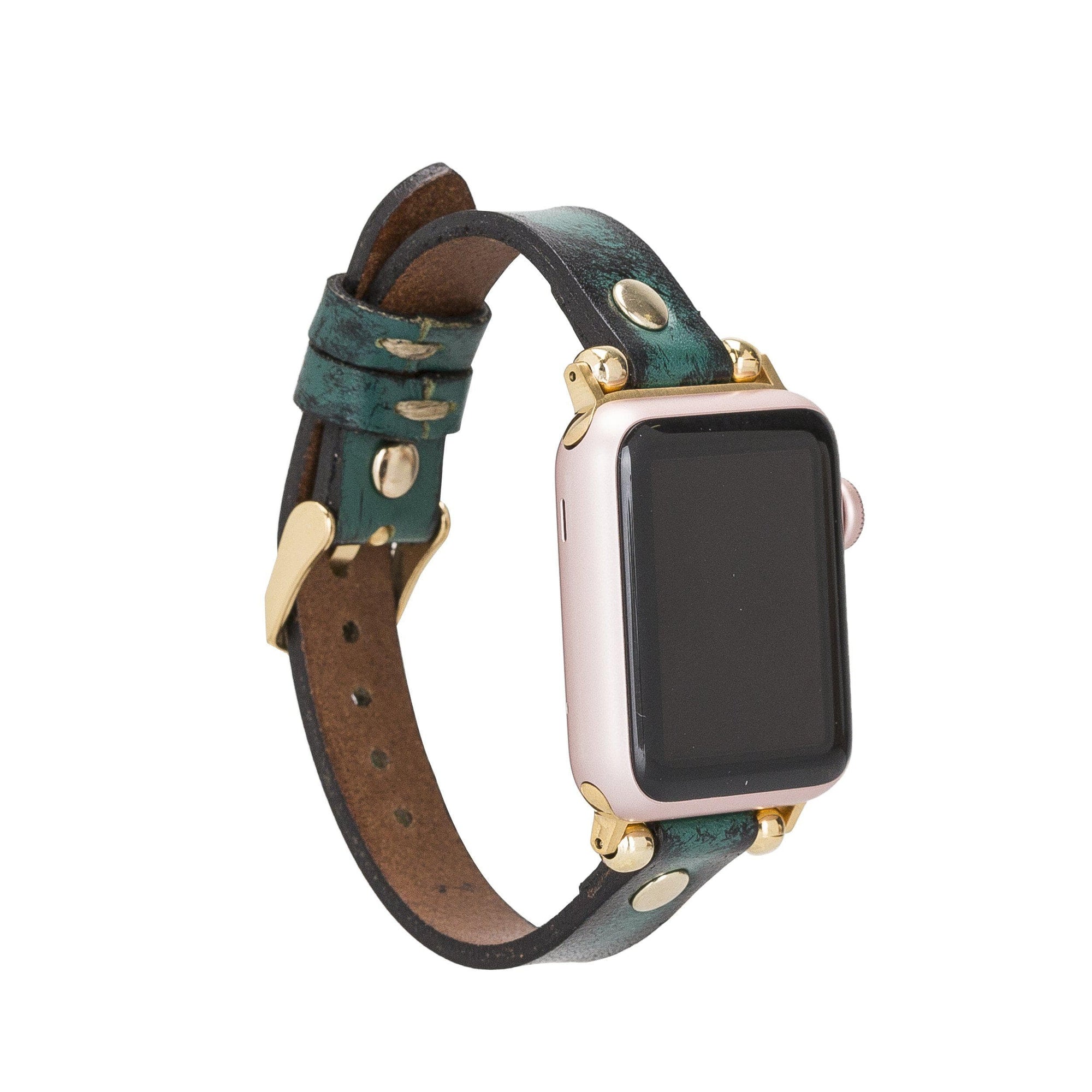 B2B - Leather Apple Watch Bands - Ferro Gold Trok Style V6 Bouletta B2B