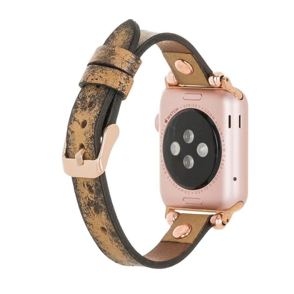 B2B - Leather Apple Watch Bands - Ferro Rose Gold Trok Style V12SEF Bouletta B2B