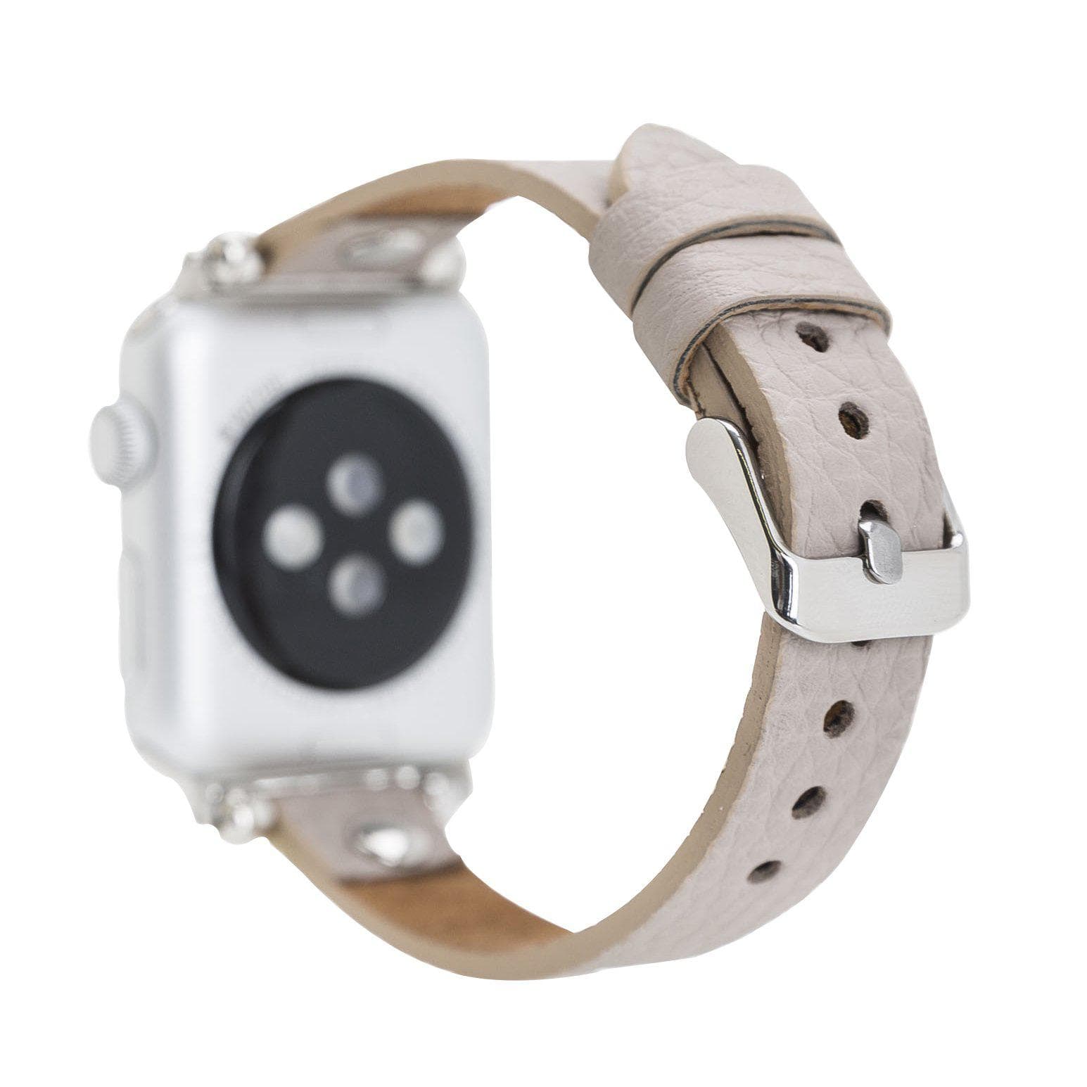 B2B - Leather Apple Watch Bands - Ferro Silver Trok Style ERC3 Bouletta B2B