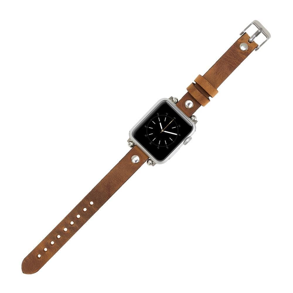 B2B - Leather Apple Watch Bands - Ferro Silver Trok Style G19 Bouletta B2B