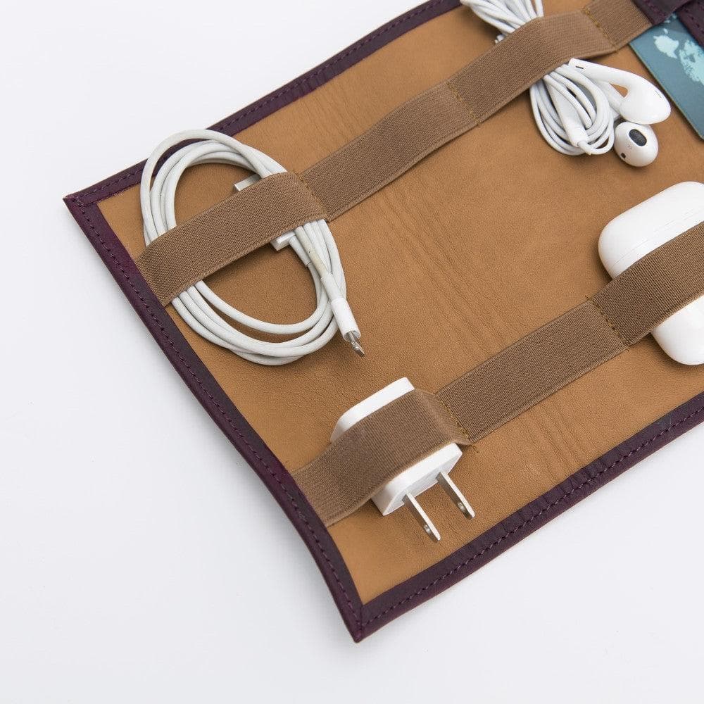 Leather travel cord online organizer