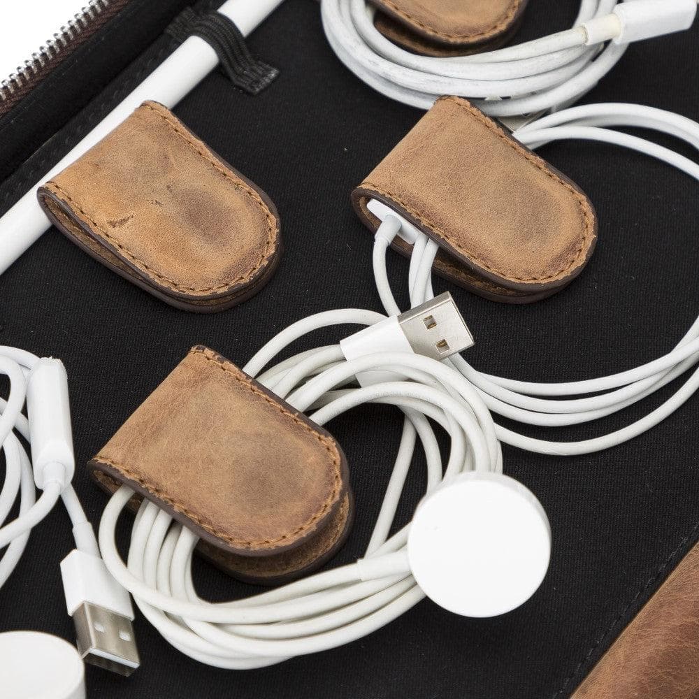 Leather Travel Cable Holder - BEMFEY - B E M F E Y