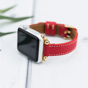 Red Leather Thin Apple Watch Band