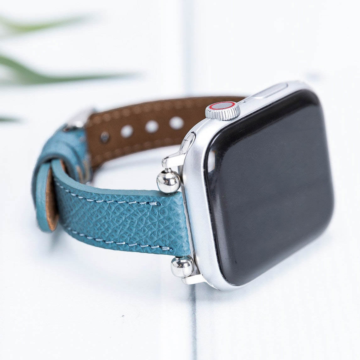 Blue leather clearance apple watch band